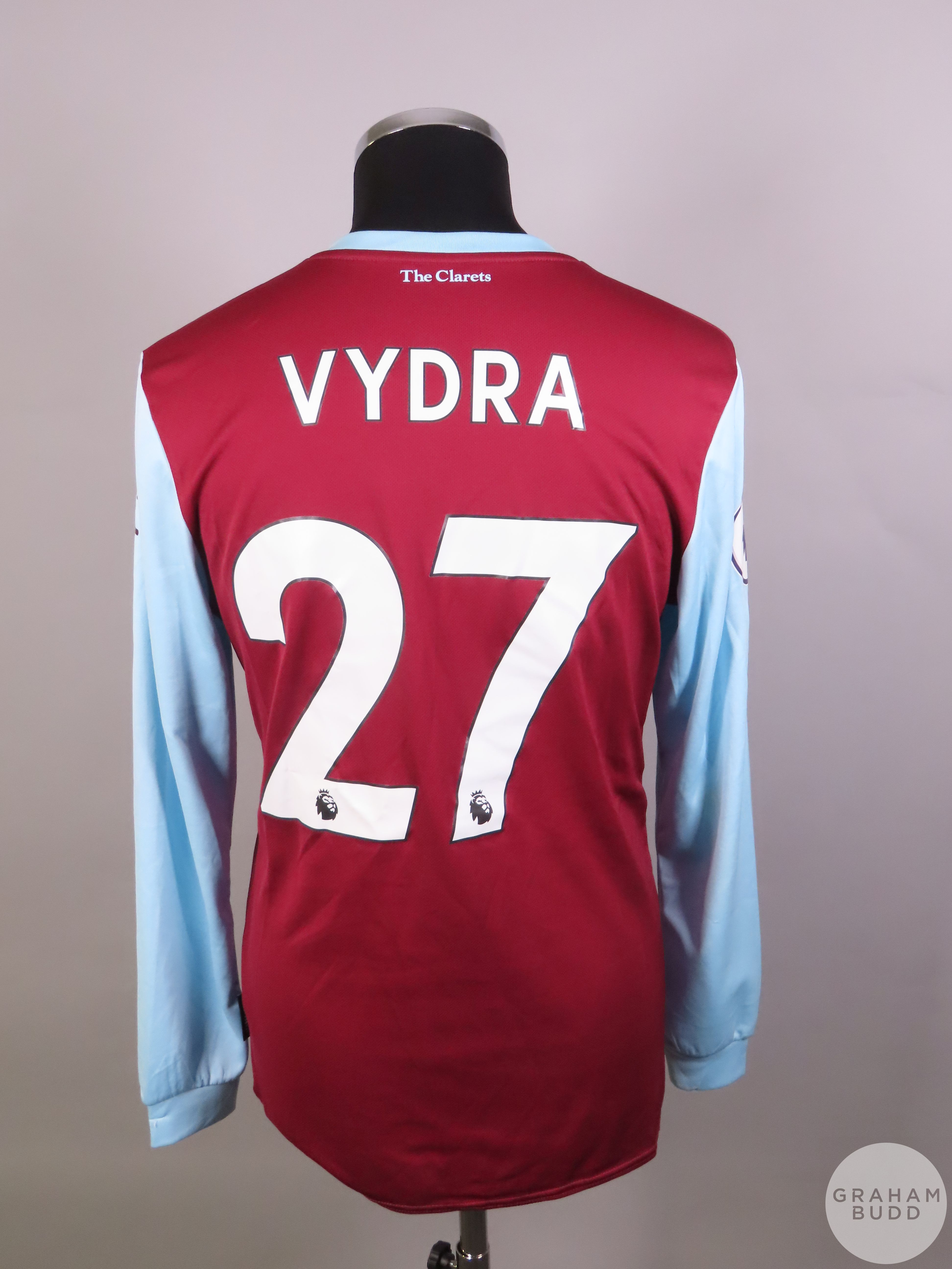 Matej Vydra claret and blue No.27 Burnley player issue long sleeved shirt, 2019-20 Umbro M - Bild 2 aus 2