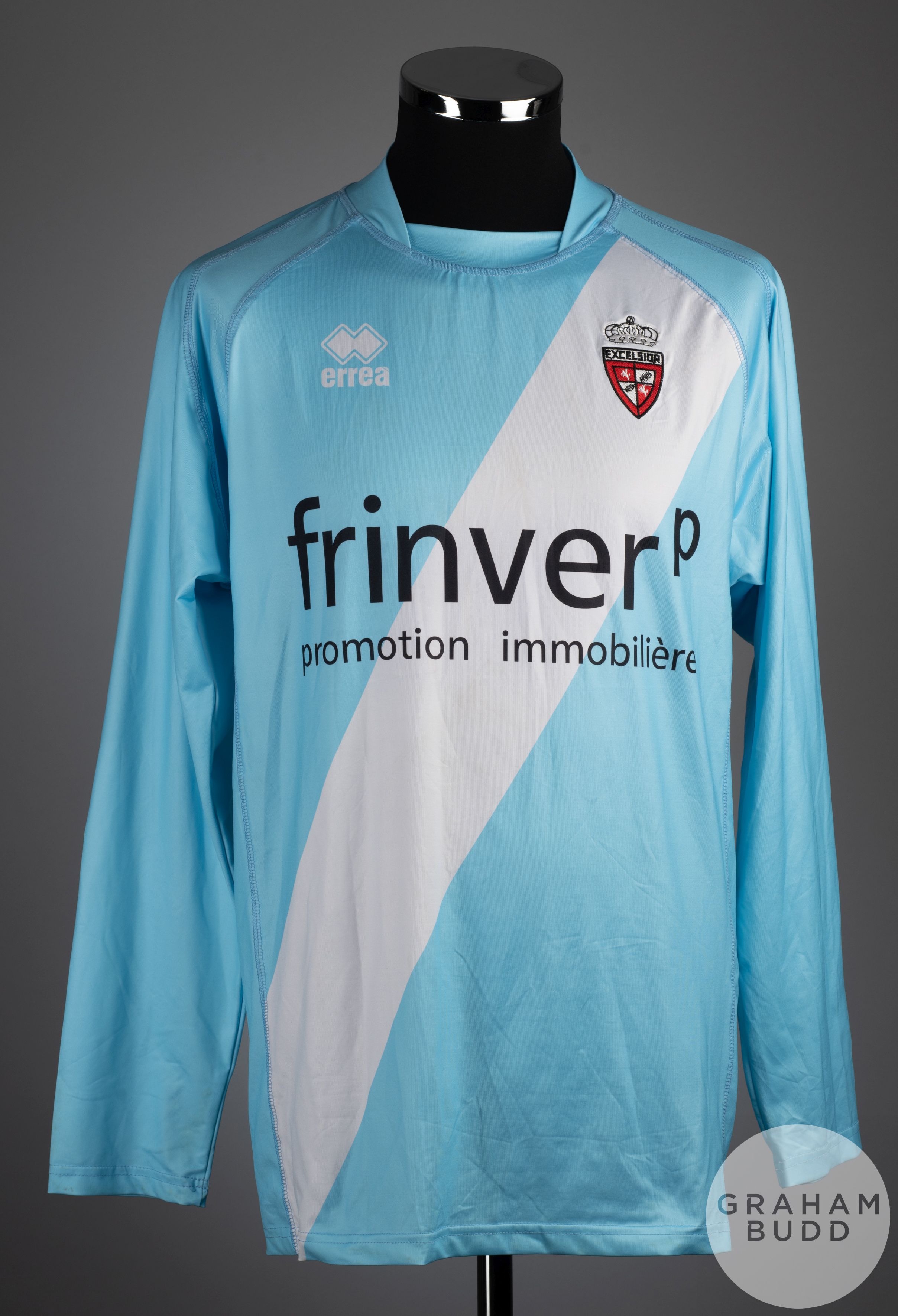 Mark Volders blue No.1 Excelsior Mouscron long sleeved goalkeeper shirt, 2008-09