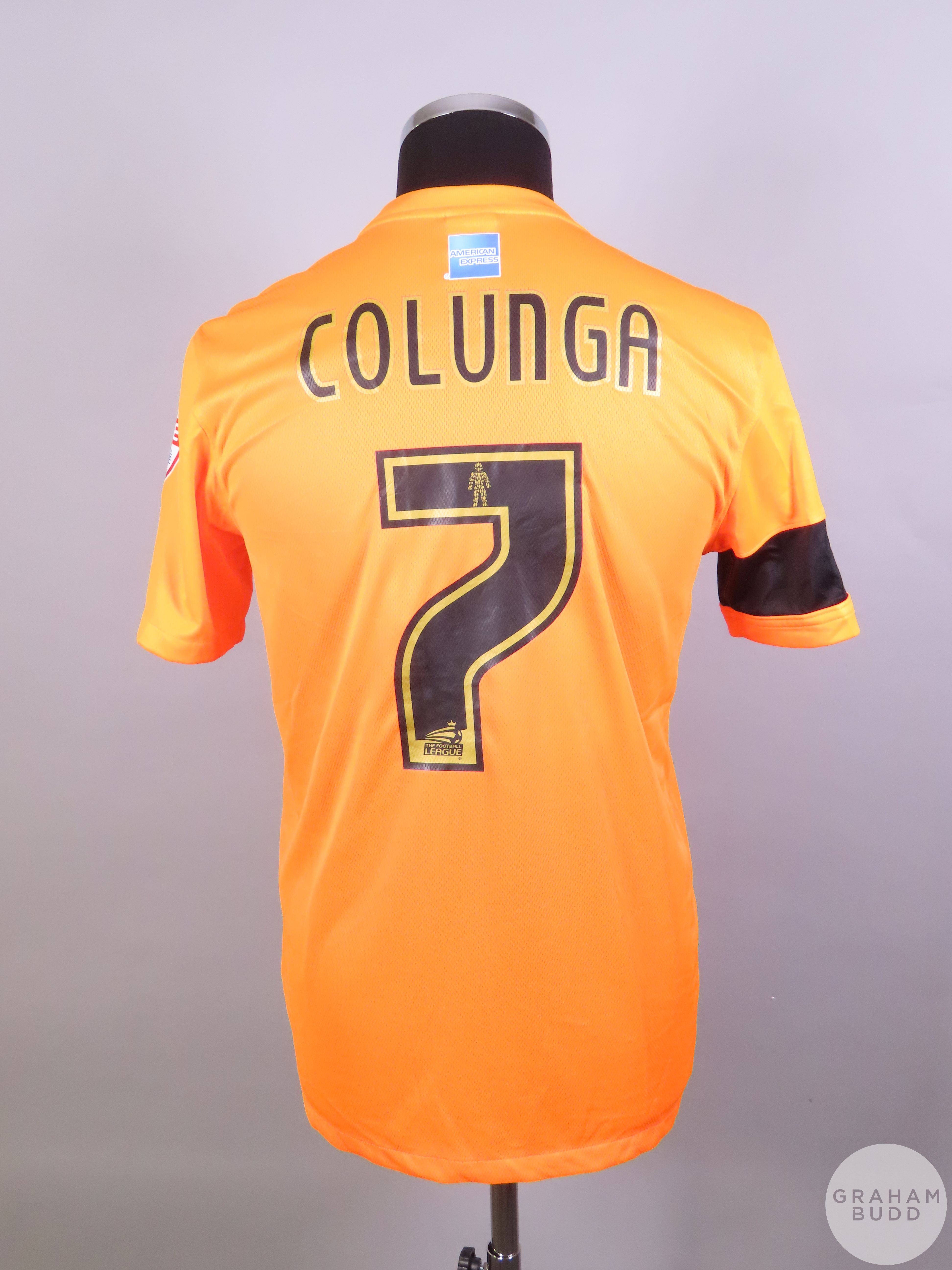 Adrian Colunga orange No.7 Brighton and Hove Albion player issue short sleeved shirt - Image 2 of 2