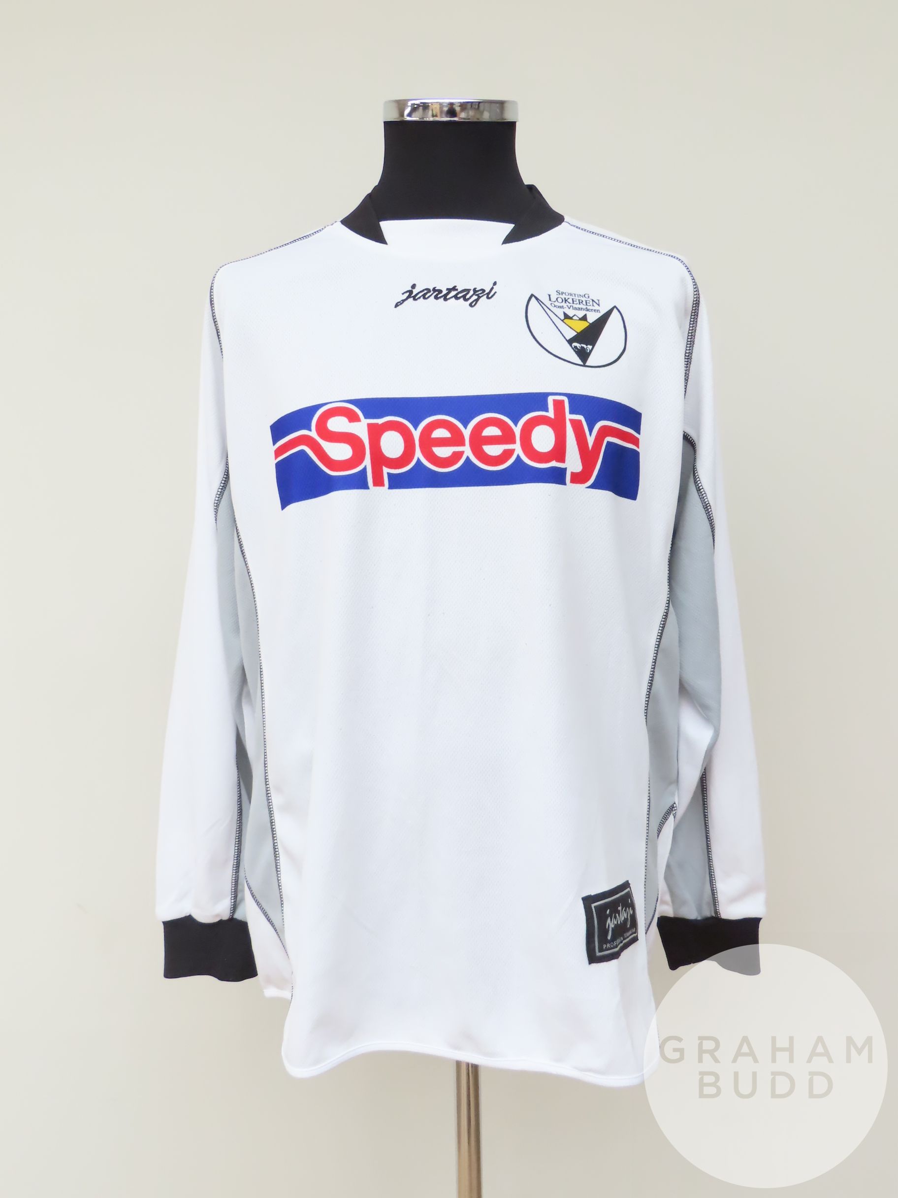 White, grey and black Sporting Lokeren no.21 shirt, 2003-04,