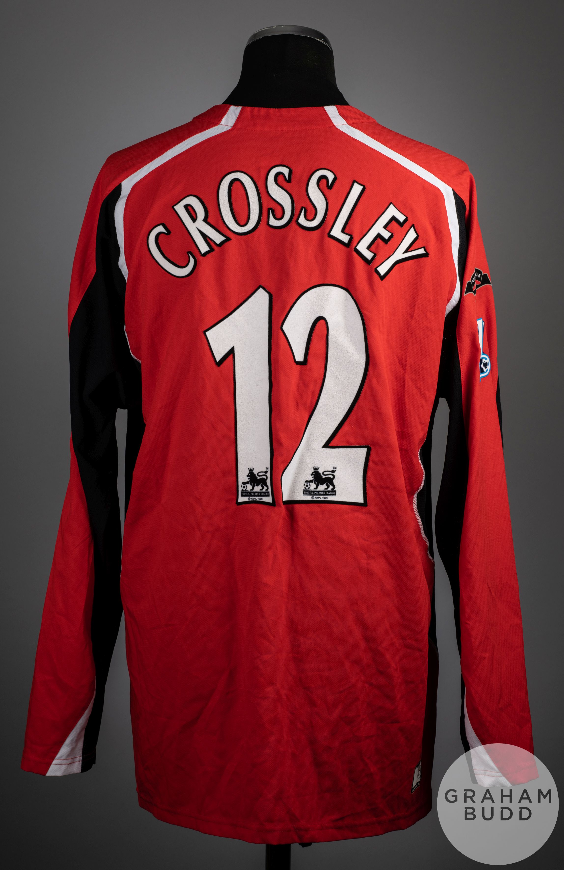 Mark Crossley red, white and black No.12 Fulham goalkeepers shirt, 2003-04 - Image 2 of 2