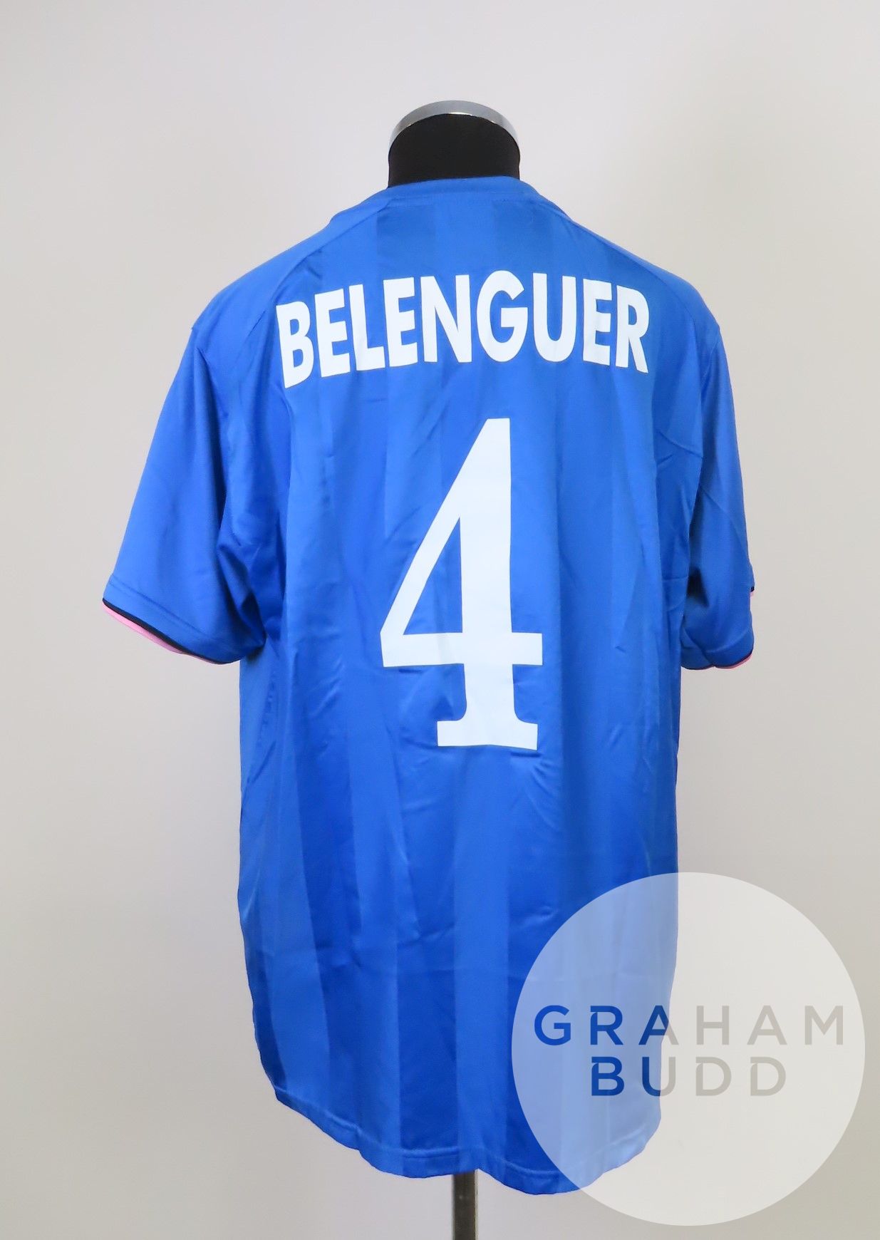 David Belenguer blue No.4 Getafe UEFA Cup match worn short-sleeved shirt, 2007 - Image 2 of 2