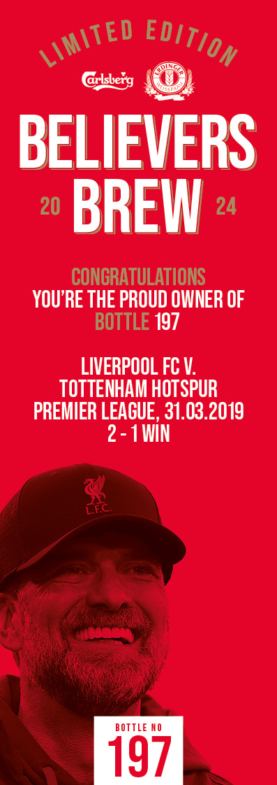 Bottle No.197: Liverpool FC v. Tottenham Hotspur, Premier League, 31.03.2019, 2 - 1 Win - Bild 3 aus 3