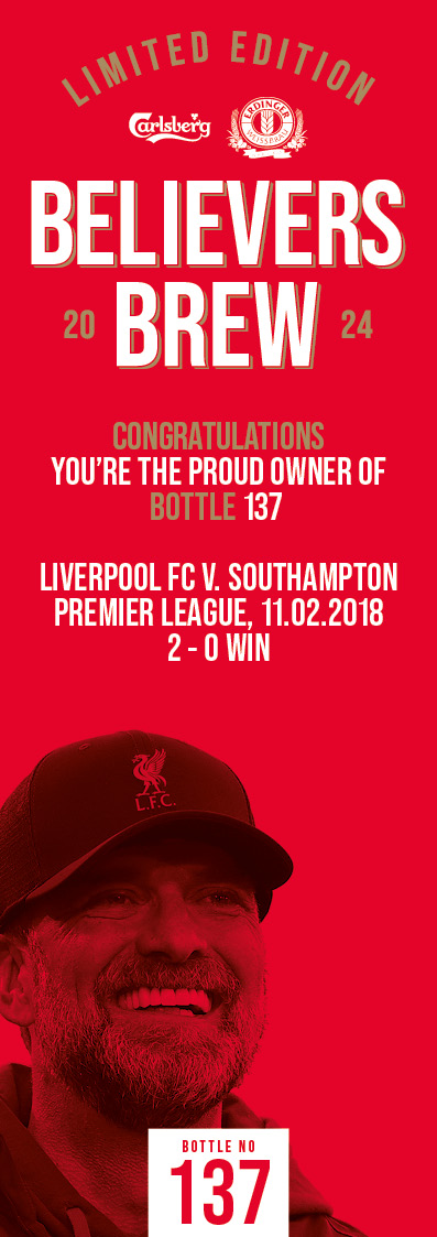 Bottle No.137: Liverpool FC v. Southampton, Premier League, 11.02.2018, 2 - 0 Win - Image 3 of 3