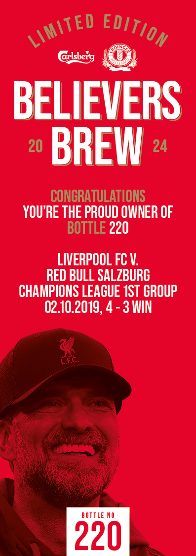 Bottle No.220: Liverpool FC v. Red Bull Salzburg, Champions League 1st Group Ph., 02.10.2019, 4 - 3 - Bild 3 aus 3