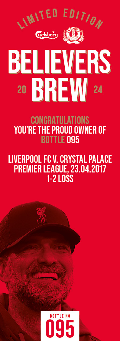 Bottle No.95: Liverpool FC v. Crystal Palace, Premier League, 23.04.2017, 1-2 Loss - Image 3 of 3
