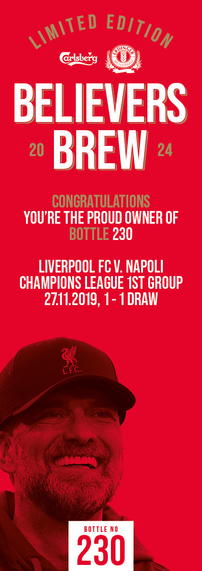 Bottle No.230: Liverpool FC v. Napoli, Champions League 1st Group Ph., 27.11.2019, 1 - 1 Draw - Bild 3 aus 3