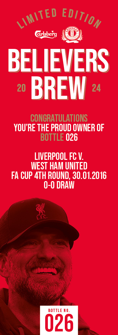 Bottle No.26: Liverpool FC v. West Ham United, FA Cup 4th round, 30.01.2016, 0-0 Draw - Image 3 of 3