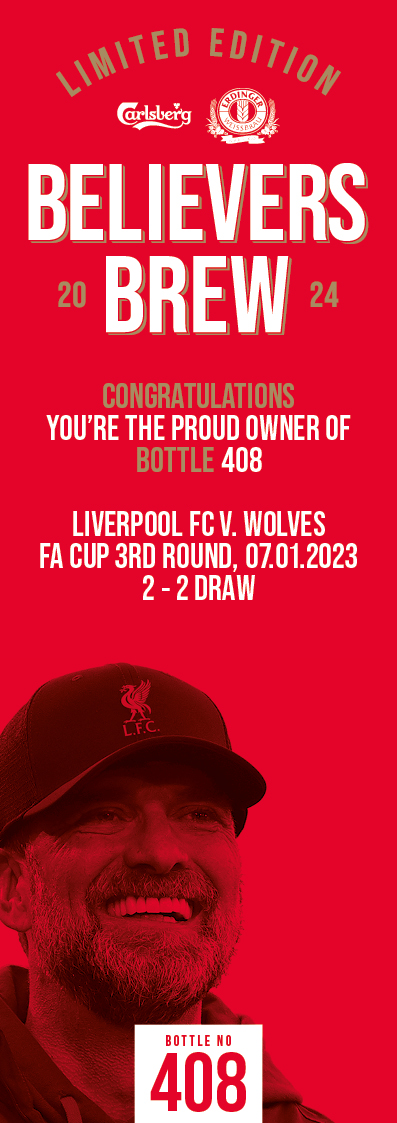 Bottle No.408: Liverpool FC v. Wolves, FA Cup 3rd round, 07.01.2023, 2 - 2 Draw - Image 3 of 3