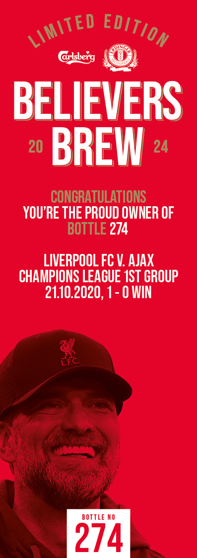 Bottle No.274: Liverpool FC v. Ajax, Champions League 1st Group Ph., 21.10.2020, 1 - 0 Win - Bild 3 aus 3