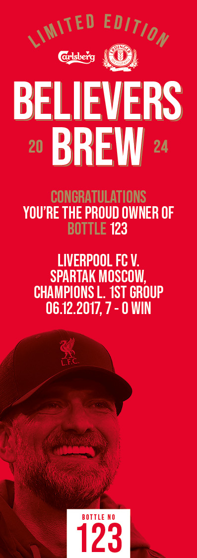 Bottle No.123: Liverpool FC v. Spartak Moscow, Champions L. 1st Group Ph., 06.12.2017, 7 - 0 Win - Bild 3 aus 3