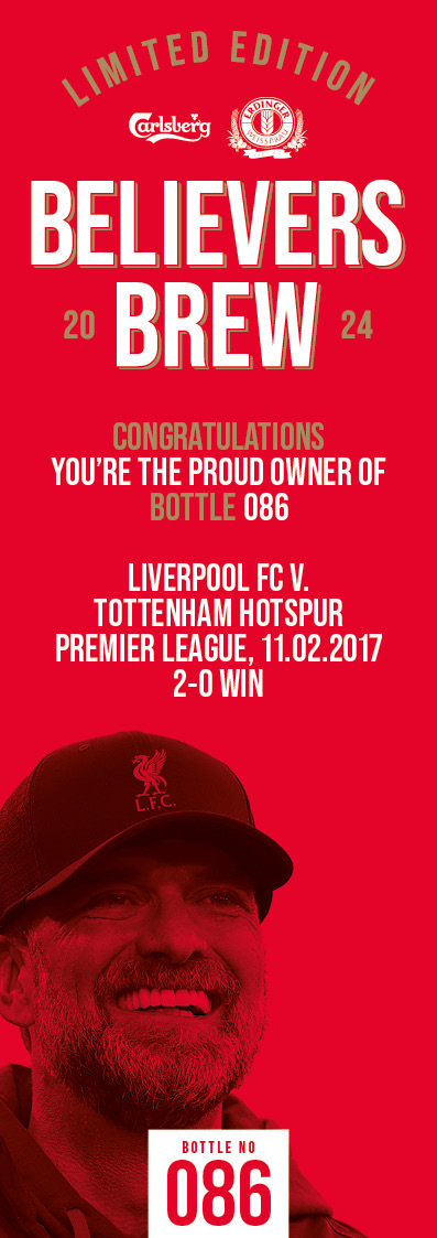 Bottle No.86: Liverpool FC v. Tottenham Hotspur, Premier League, 11.02.2017, 2-0 Win - Bild 3 aus 3