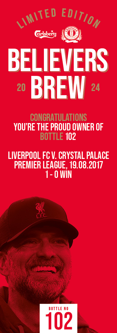 Bottle No.102: Liverpool FC v. Crystal Palace, Premier League, 19.08.2017, 1 - 0 Win - Image 3 of 3
