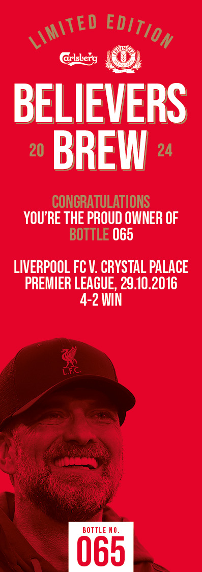 Bottle No.65: Liverpool FC v. Crystal Palace, Premier League, 29.10.2016, 4-2 Win - Bild 3 aus 3