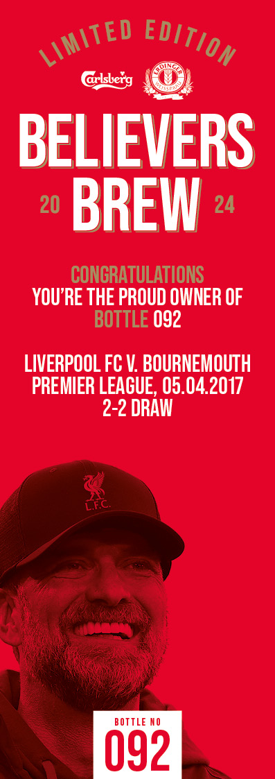 Bottle No.92: Liverpool FC v. Bournemouth, Premier League, 05.04.2017, 2-2 Draw - Image 3 of 3