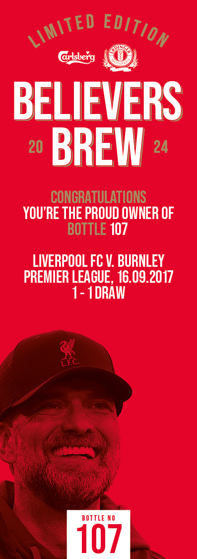 Bottle No.107: Liverpool FC v. Burnley, Premier League, 16.09.2017, 1 - 1 Draw - Image 3 of 3