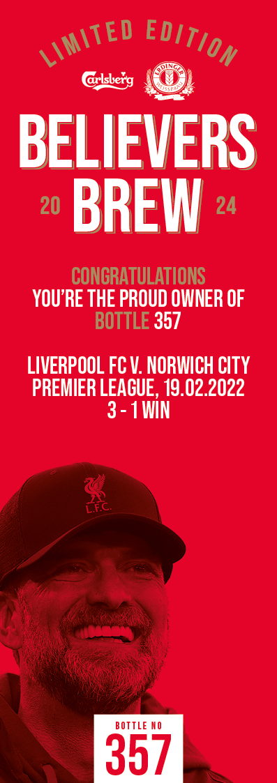 Bottle No.357: Liverpool FC v. Norwich City, Premier League, 19.02.2022, 3 - 1 Win - Bild 3 aus 3