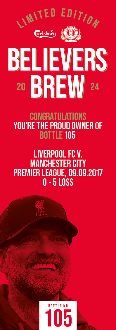 Bottle No.105: Liverpool FC v. Manchester City, Premier League, 09.09.2017, 0 - 5 Loss - Image 3 of 3