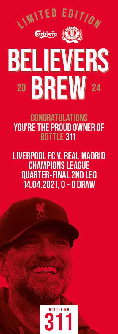 Bottle No.311: Liverpool FC v. Real Madrid, Champions League Quarter-final 2nd leg, 14.04.2021, 0 - - Image 3 of 3