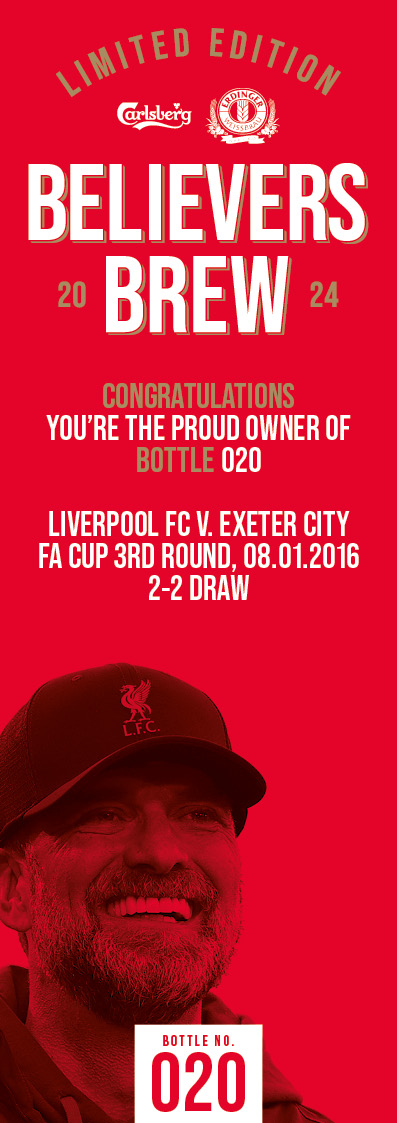 Bottle No.20: Liverpool FC v. Exeter City, FA Cup 3rd round, 08.01.2016, 2-2 Draw - Image 3 of 3