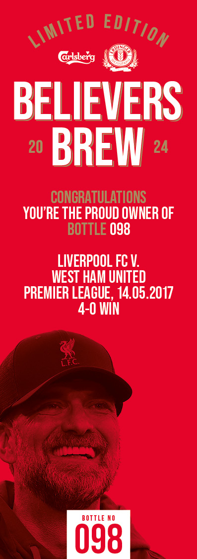 Bottle No.98: Liverpool FC v. West Ham United, Premier League, 14.05.2017, 4-0 Win - Image 3 of 3