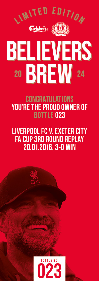 Bottle No.23: Liverpool FC v. Exeter City, FA Cup 3rd round replay, 20.01.2016, 3-0 Win - Image 3 of 3