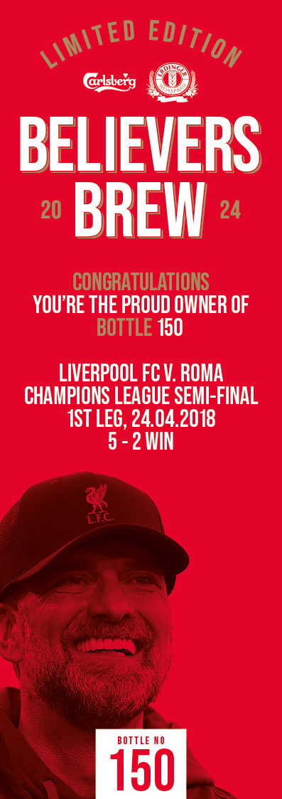 Bottle No.150: Liverpool FC v. Roma, Champions League Semi-final 1st leg, 24.04.2018, 5 - 2 Win - Image 3 of 3
