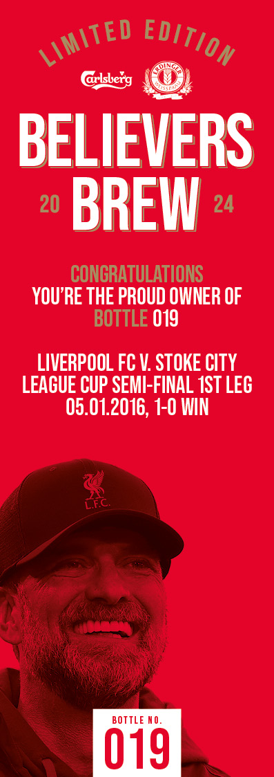 Bottle No.19: Liverpool FC v. Stoke City, League Cup Semi-final 1st Leg, 05.01.2016, 1-0 Win - Image 3 of 3