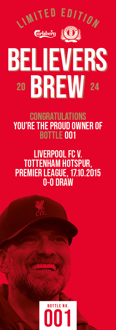 Bottle No.1: Liverpool FC v. Tottenham Hotspur, Premier League, 17.10.2015, 0-0 Draw - Image 3 of 3