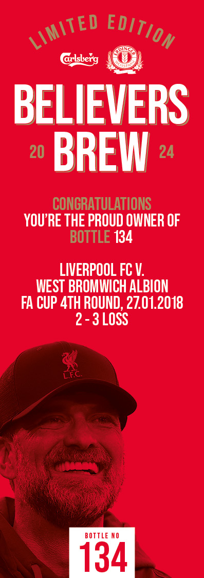 Bottle No.134: Liverpool FC v. West Bromwich Albion, FA Cup 4th round, 27.01.2018, 2 - 3 Loss - Image 3 of 3