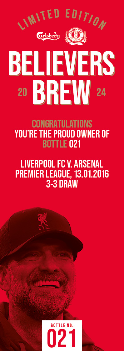 Bottle No.21: Liverpool FC v. Arsenal, Premier League, 13.01.2016, 3-3 Draw - Bild 3 aus 3