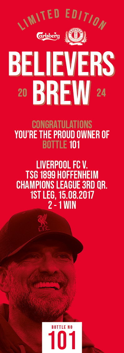 Bottle No.101: Liverpool FC v. TSG 1899 Hoffenheim, Champions League 3rd QR. 1st L, 15.08.2017, 2 - - Image 3 of 3