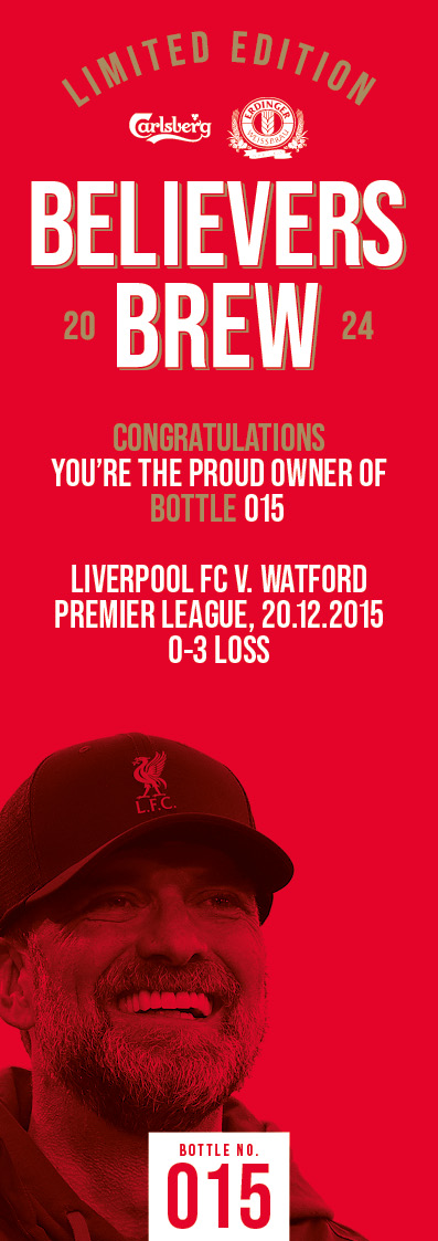 Bottle No.15: Liverpool FC v. Watford, Premier League, 20.12.2015, 0-3 Loss - Bild 3 aus 3