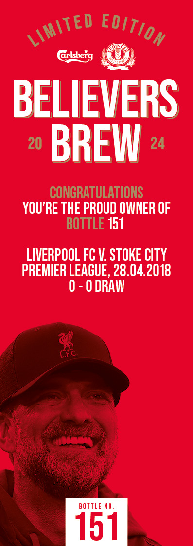 Bottle No.151: Liverpool FC v. Stoke City, Premier League, 28.04.2018, 0 - 0 Draw - Image 3 of 3