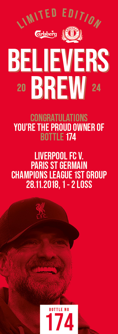 Bottle No.174: Liverpool FC v. Paris St Germain, Champions League 1st Group Ph., 28.11.2018, 1 - 2 L - Bild 3 aus 3