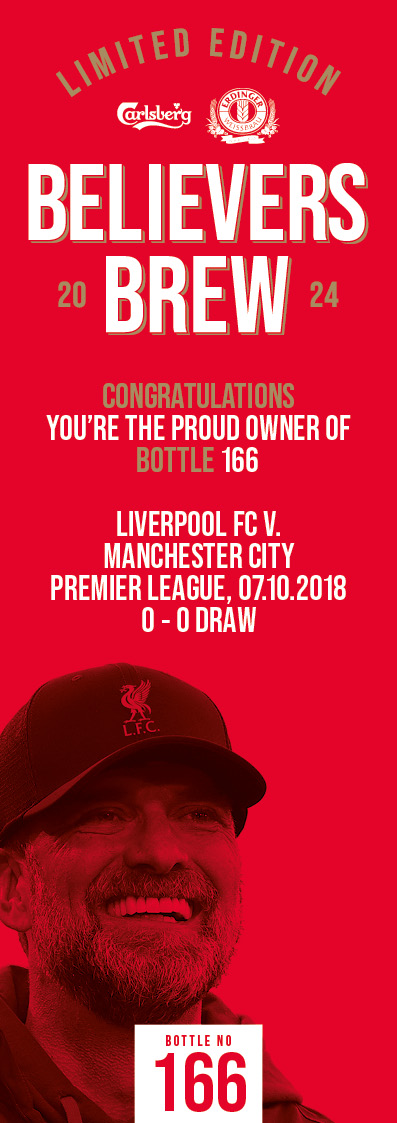 Bottle No.166: Liverpool FC v. Manchester City, Premier League, 07.10.2018, 0 - 0 Draw - Image 3 of 3