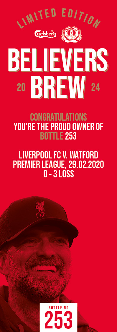 Bottle No.253: Liverpool FC v. Watford, Premier League, 29.02.2020, 0 - 3 Loss - Image 3 of 3