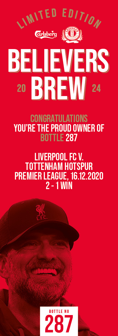 Bottle No.287: Liverpool FC v. Tottenham Hotspur, Premier League, 16.12.2020, 2 - 1 Win - Bild 3 aus 3