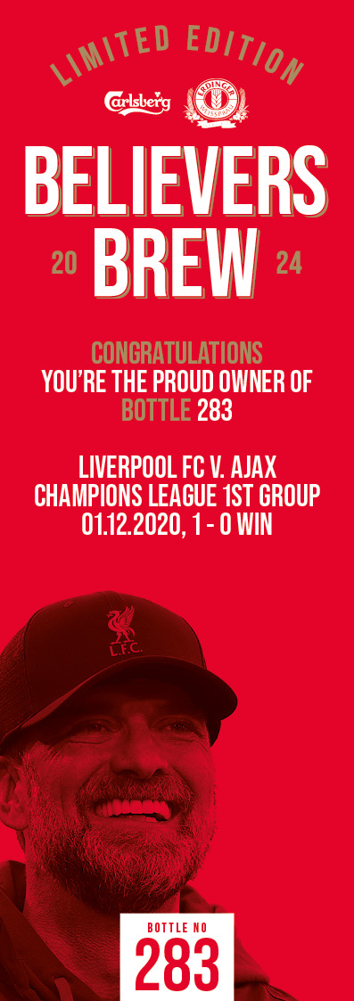 Bottle No.283: Liverpool FC v. Ajax, Champions League 1st Group Ph., 01.12.2020, 1 - 0 Win - Image 3 of 3