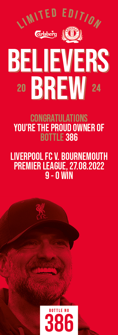 Bottle No.386: Liverpool FC v. Bournemouth, Premier League, 27.08.2022, 9 - 0 Win - Image 3 of 3