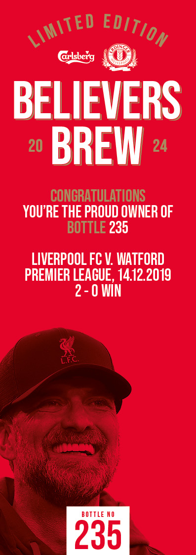 Bottle No.235: Liverpool FC v. Watford, Premier League, 14.12.2019, 2 - 0 Win - Image 3 of 3