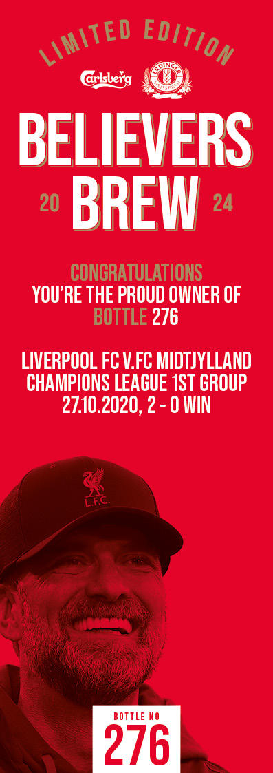 Bottle No.276: Liverpool FC v. FC Midtjylland, Champions League 1st Group Ph., 27.10.2020, 2 - 0 Win - Bild 3 aus 3