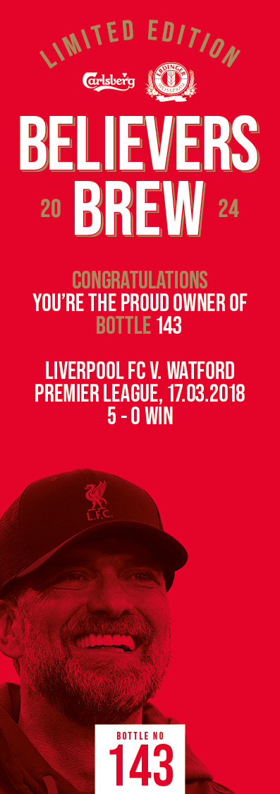 Bottle No.143: Liverpool FC v. Watford, Premier League, 17.03.2018, 5 - 0 Win - Image 3 of 3