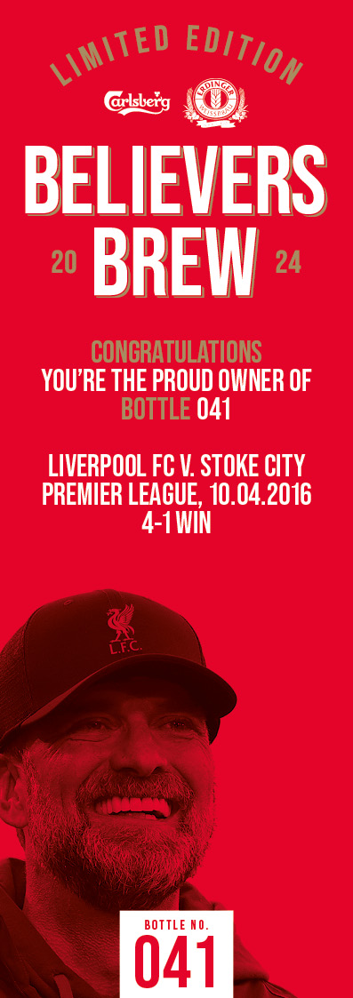 Bottle No.41: Liverpool FC v. Stoke City, Premier League, 10.04.2016, 4-1 Win - Image 3 of 3