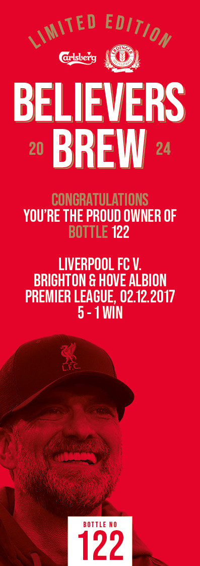 Bottle No.122: Liverpool FC v. Brighton & Hove Albion, Premier League, 02.12.2017, 5 - 1 Win - Image 3 of 3
