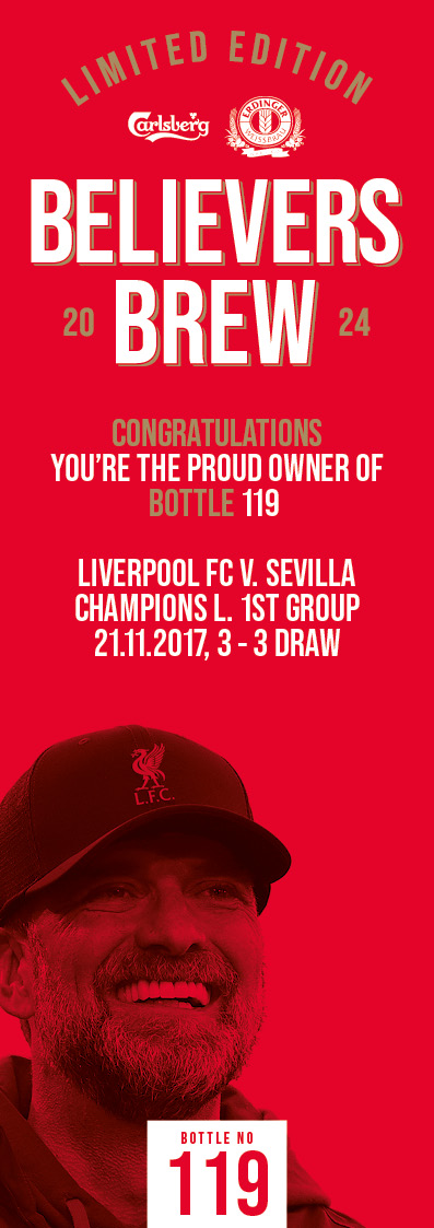 Bottle No.119: Liverpool FC v. Sevilla, Champions L. 1st Group Ph., 21.11.2017, 3 - 3 Draw - Image 3 of 3