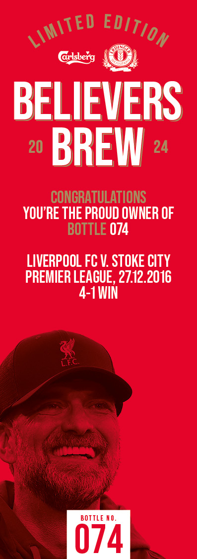 Bottle No.74: Liverpool FC v. Stoke City, Premier League, 27.12.2016, 4-1 Win - Image 3 of 3