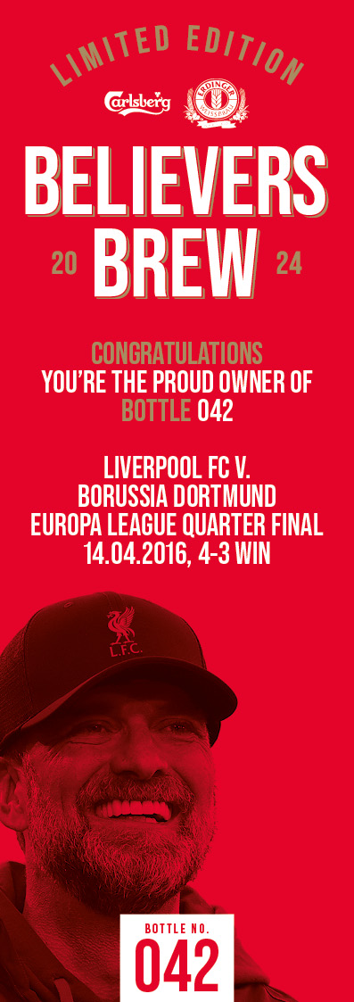 Bottle No.42: Liverpool FC v. Borussia Dortmund, Europa League Quarter Final, 14.04.2016, 4-3 Win - Image 3 of 3