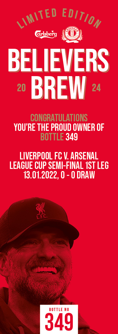 Bottle No.349: Liverpool FC v. Arsenal, League Cup Semi-final 1L, 13.01.2022, 0 - 0 Draw - Bild 3 aus 3