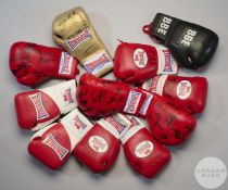 Pair of red Everlast autographed boxing gloves.